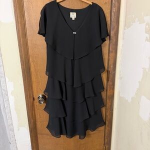 Patra 16 Black Tiered Ruffle Midi Dress Vintage 90’s